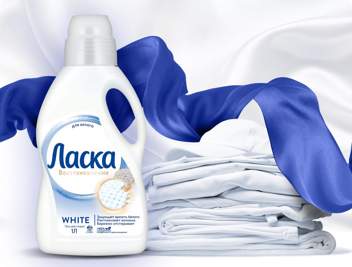 Гель для стирки Ласка Восстановление WHITE для белого белья - TeamClean
